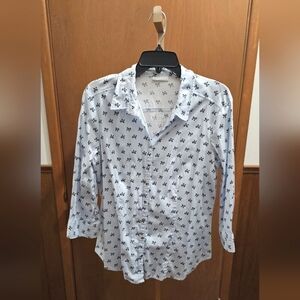 New York & Company Women's Blue Button Down Shirt Size X-Large